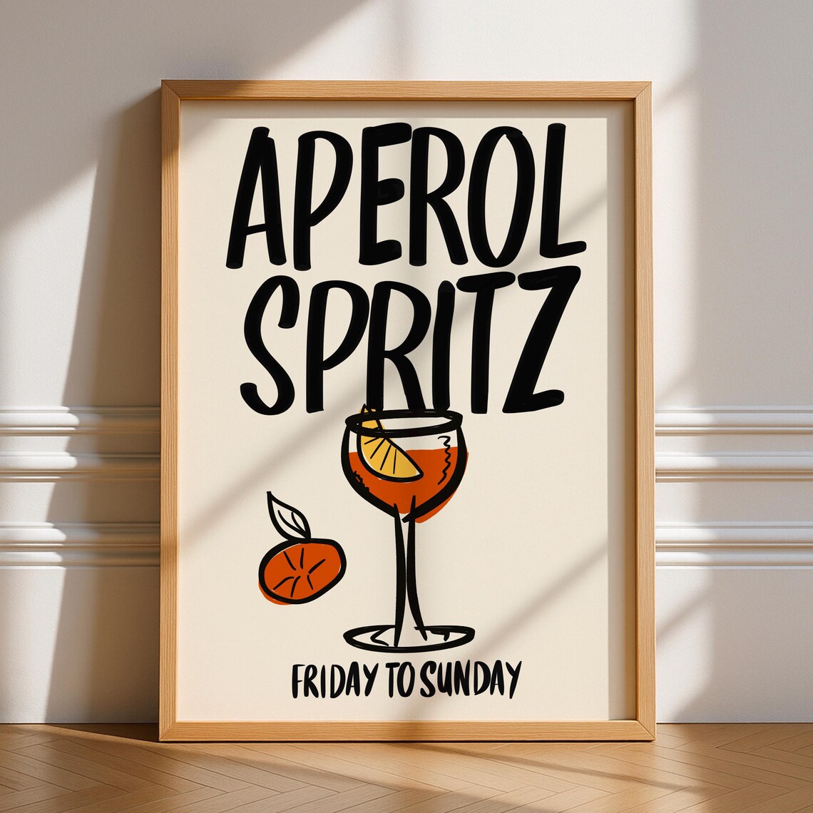 Aperol Spritz Retro Cocktail Typography Art Print