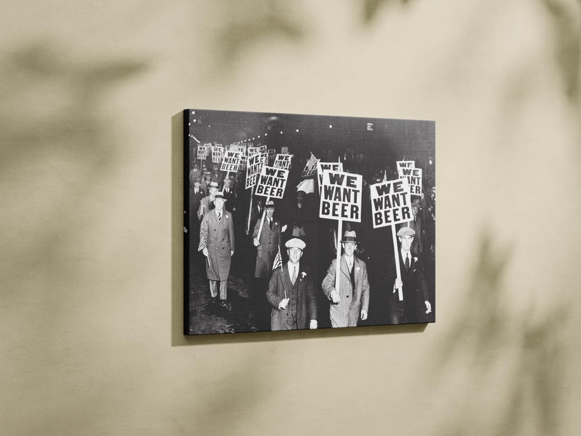 Beer Protest We Want Beer Photo Bar Decor Forbidden Brewery Prohibition Wall Art Black And White Art Funny Wall Art Beer Art - Image 2