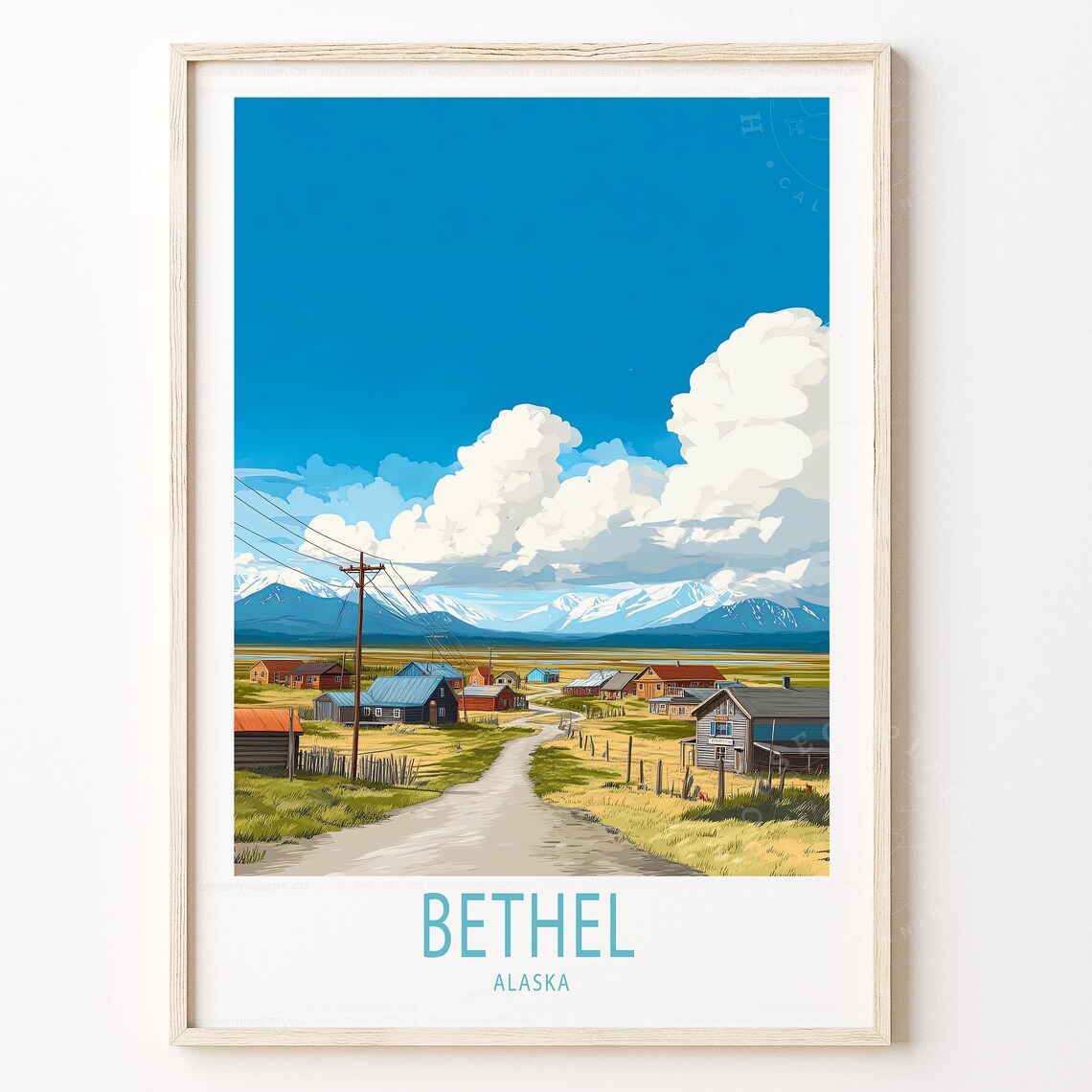 Bethel Alaska Arctic Village Dirt Road Mountain Travel Poster