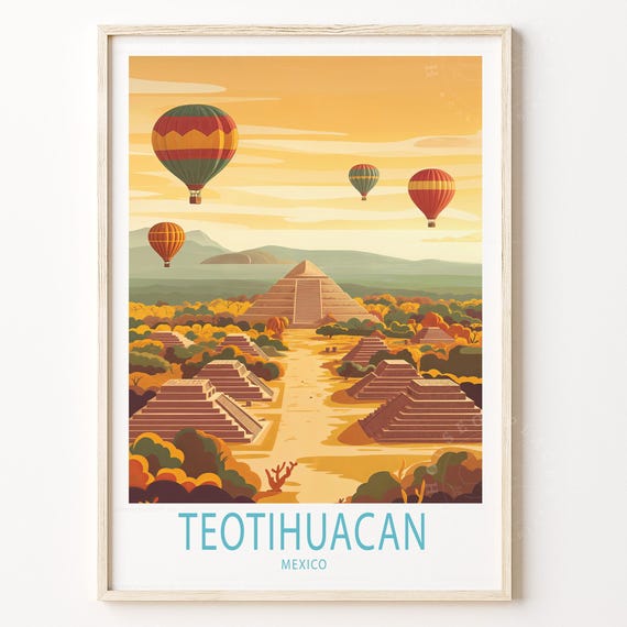 Teotihuacan Mexico Wall Art Print Travel Poster Housewarming Gifts Birthday