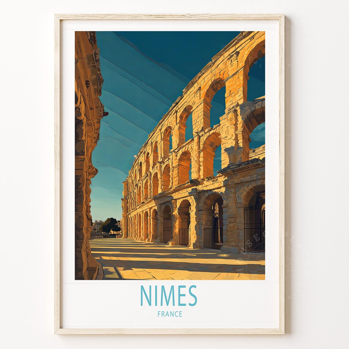 Nimes France Roman Arena Amphitheater Golden Stone Landmark Poster