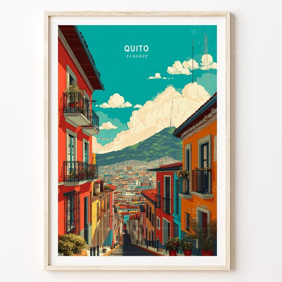 Quito Travel Poster Ecuador Wall Art Print Minimalist Wedding Present
