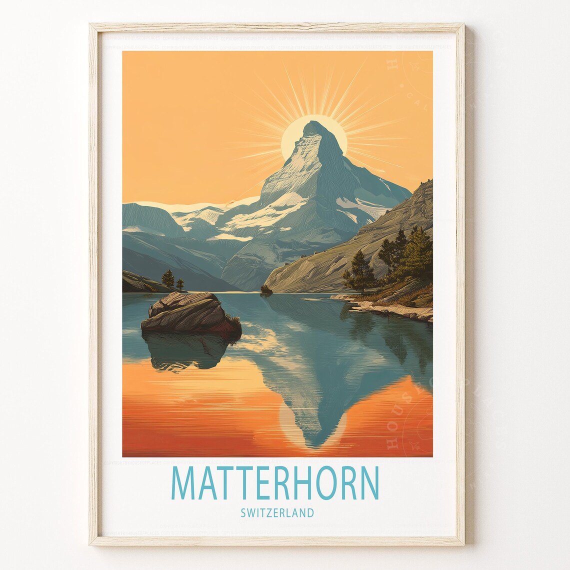 Matterhorn Switzerland Sunrise Alpine Lake Reflection Travel Poster