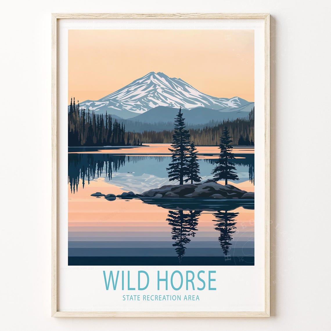Wild Horse State Recreation Area Mountain Lake Sunset Vintage Poster