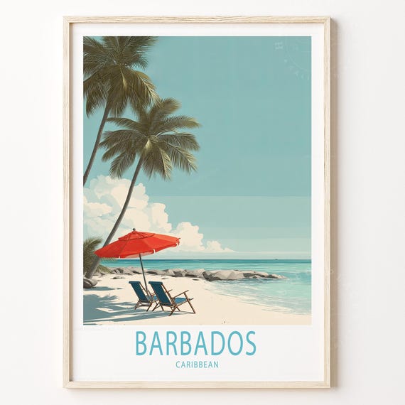 Barbados Caribbean Travel Poster Wall Art Print House Warming Gifts Wedding