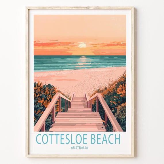 Cottesloe Beach Australia Travel Poster Wall Art Print Home Decor Gifts Birthday