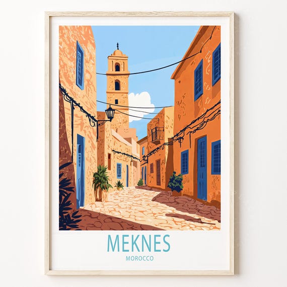 Meknes Morocco Travel Print Poster Wall Art Wedding Present Personalised Gifts