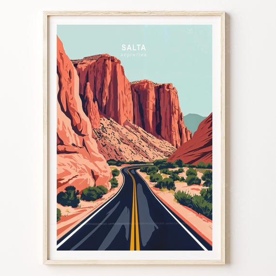 Salta Argentina Travel Poster Print Wall Art Minimalist House Warming Gifts
