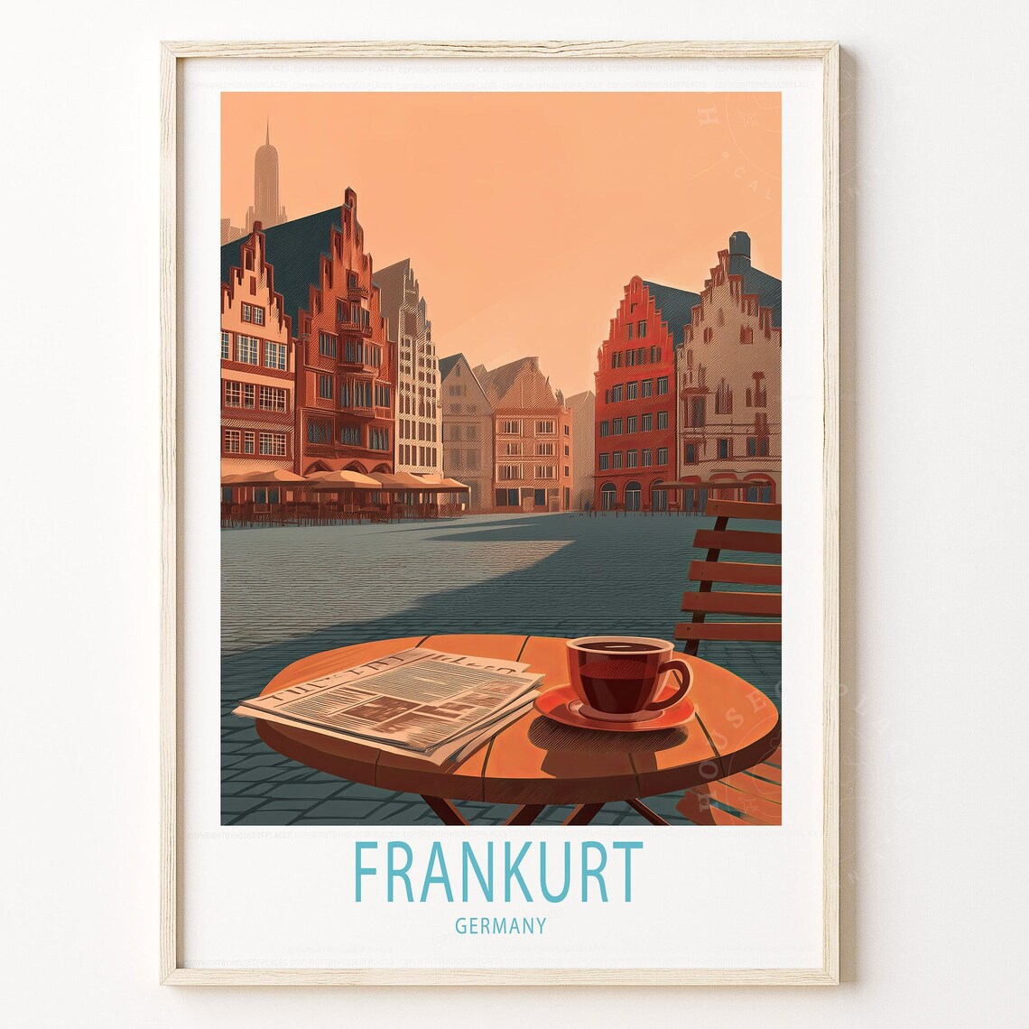 Frankurt Germany Old Town Cafe Morning Coffee Culture Travel Poster