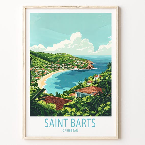 Saint Barts Travel Poster Caribbean Print Wall Art Home Decor Gifts Personalised
