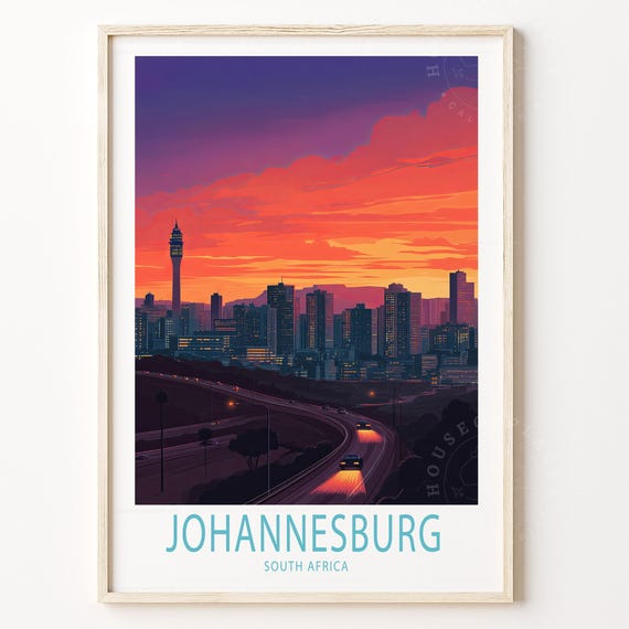 Johannesburg South Africa Travel Poster Print Wall Art Personalised Gifts