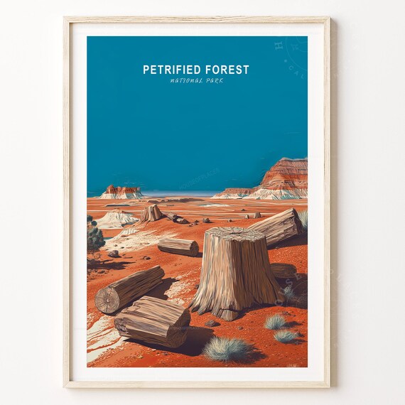 Petrified Forest National Park Arizona Logs Desert Retro Travel Poster