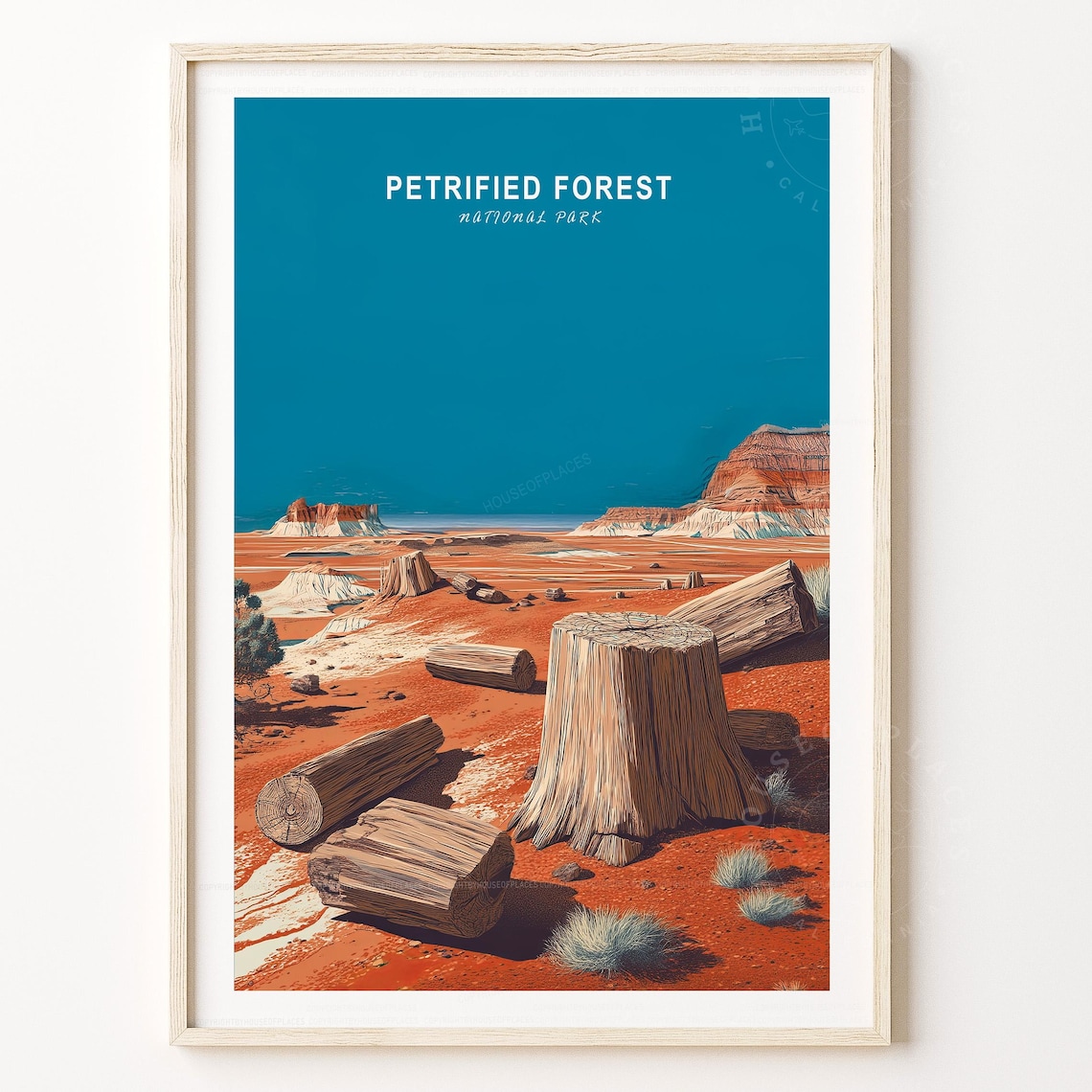 Petrified Forest National Park Arizona Logs Desert Retro Travel Poster