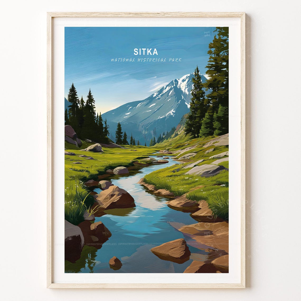 Sitka National Historical Park Alpine Stream Meadow Scenic Poster