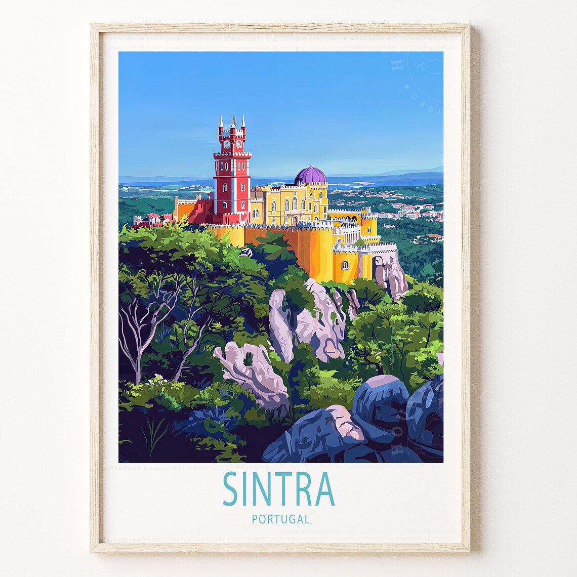 Sintra Portugal Pena Palace Hilltop Colorful Castle Travel Poster