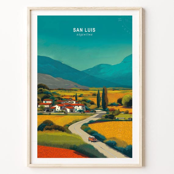 San Luis Argentina Travel Print Poster Wall Art Minimalist Home Decor