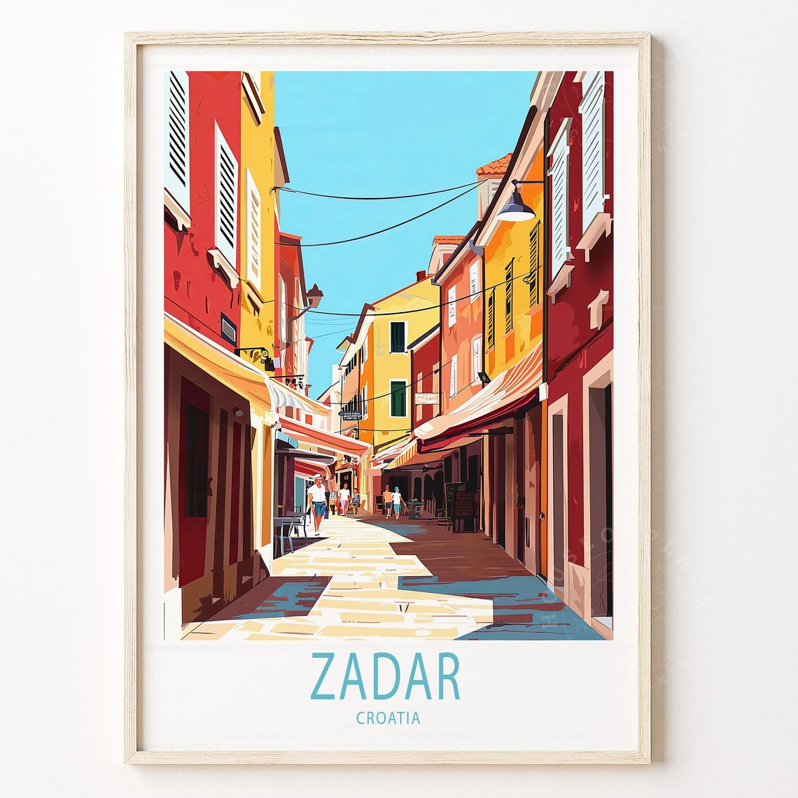 Zadar Croatia Old Town Colorful Sunlit Street Scenic View Poster