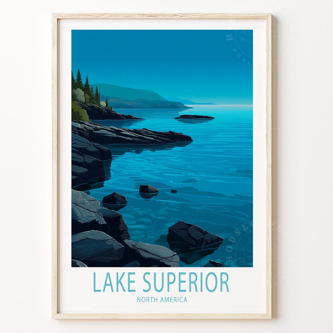 Lake Superior North America Rocky Shoreline Blue Waters Poster