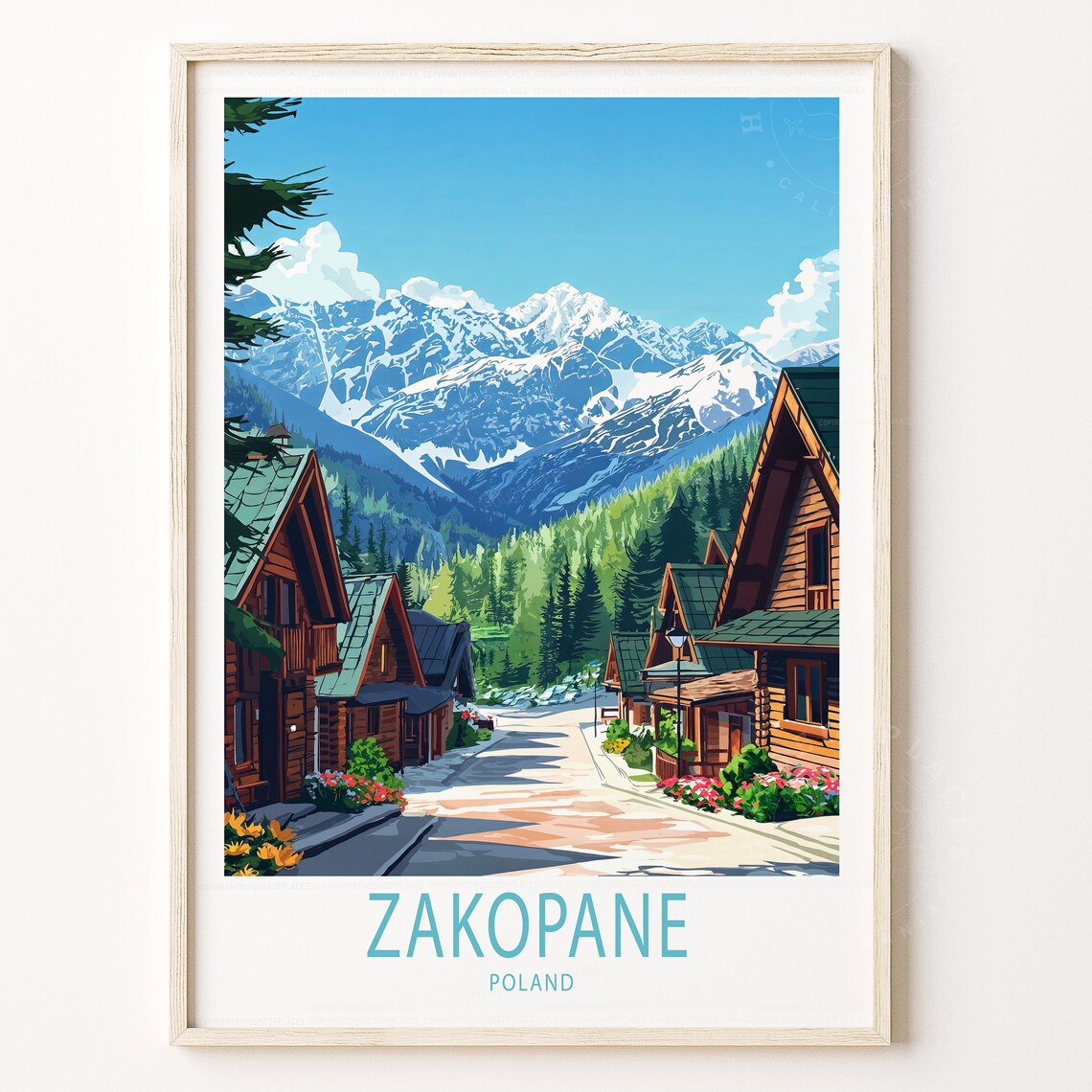 Zakopane Poland Tatra Mountains Wooden Village Street Poster