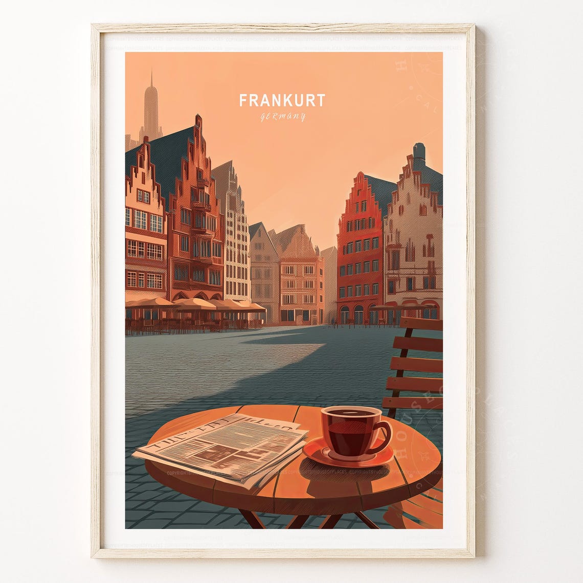 Frankurt Germany Historic Old Town Square Sunset Glow Travel Poster