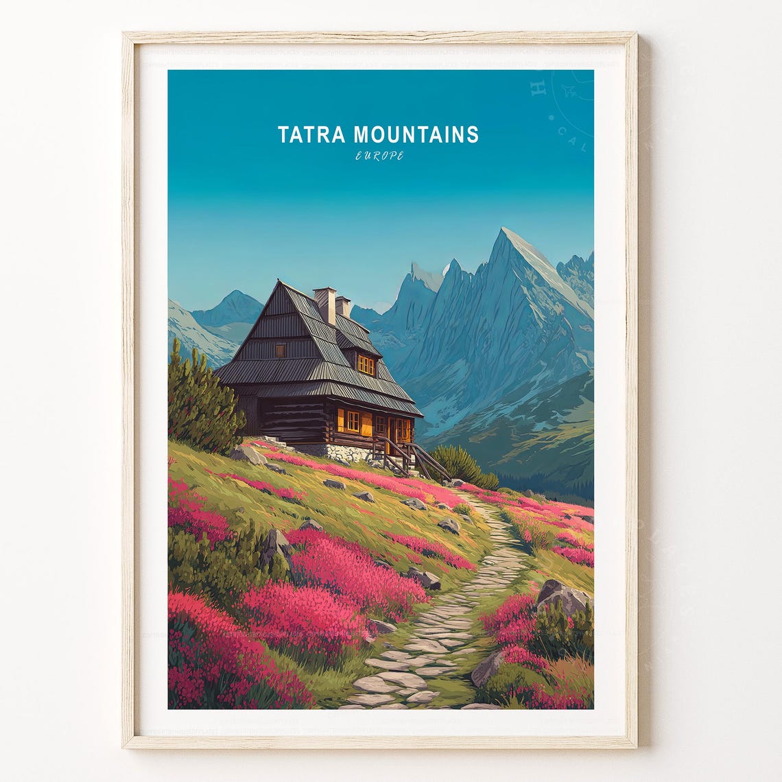 Tatra Mountains Europe Wildflower Valley Cabin Path Travel Poster