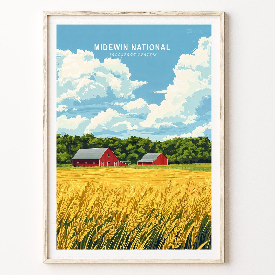 Midewin National Tallgrass Prairie Golden Wheat Field Travel Poster