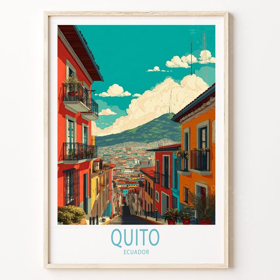 Quito Ecuador Travel Poster Wall Art Print Personalised Gifts Home Decor