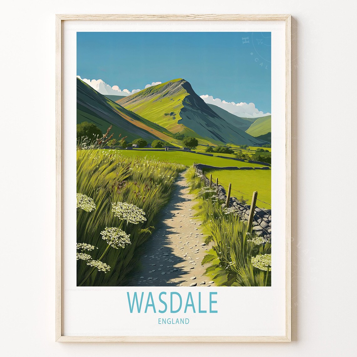 Wasdale England Green Valley Trail Fells Scenic Travel Poster