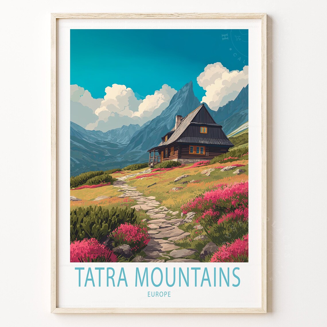 Tatra Mountains Europe Alpine Cabin Wildflower Meadow Travel Poster