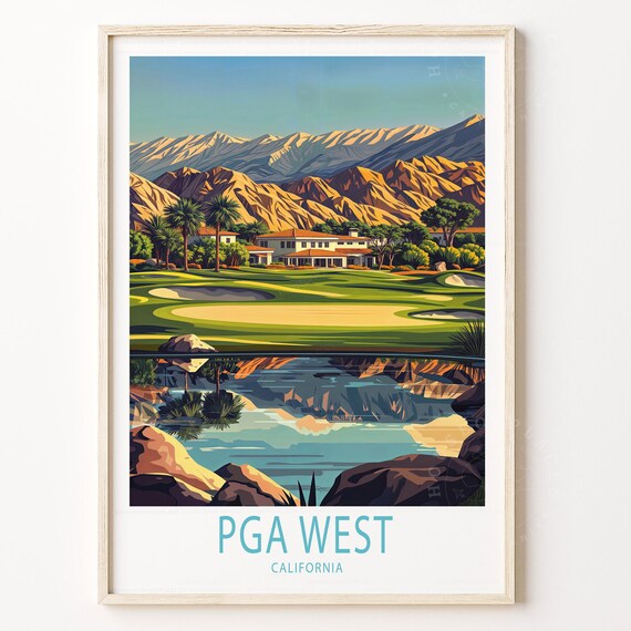 PGA West California Mountain Golf Course Retro Travel Poster