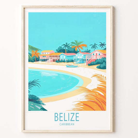 Belize Caribbean Travel Poster Print Wall Art Home Decor Gifts Personalised