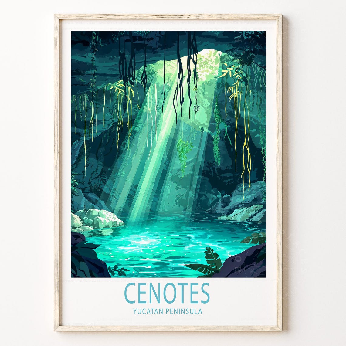 Cenotes Yucatan Peninsula Underground Cave Pool Nature Poster