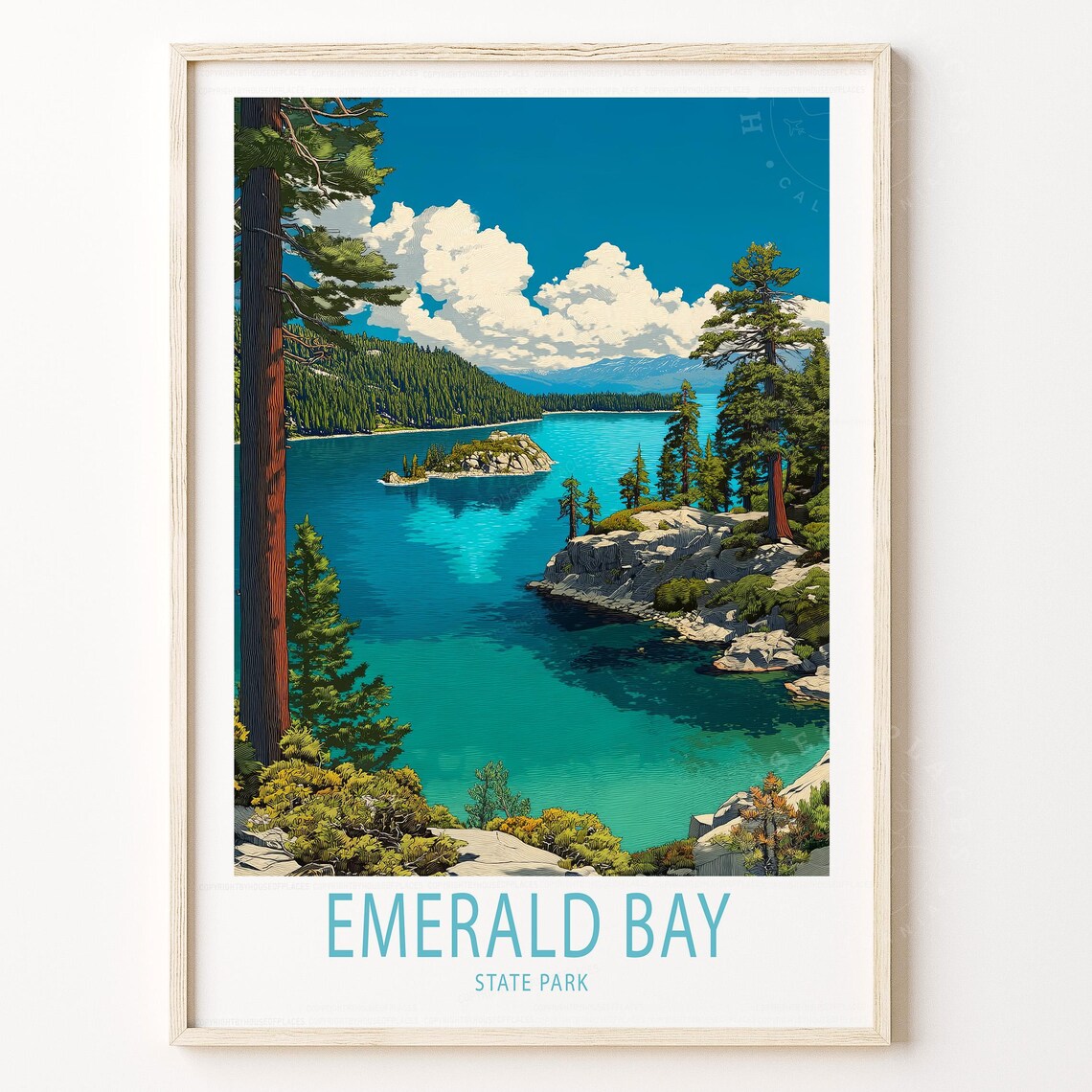 Emerald Bay State Park Lake Tahoe Turquoise Water Pines Poster