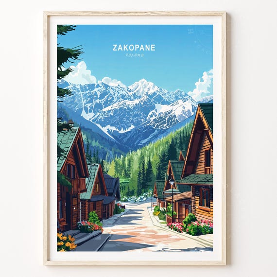 Zakopane Poland Tatra Mountain Village Street Scenic Art Poster