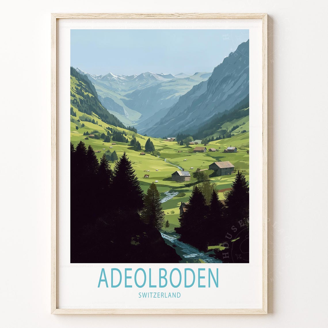 Adeolboden Switzerland Alpine Meadow Pine Forest Mountain View Poster