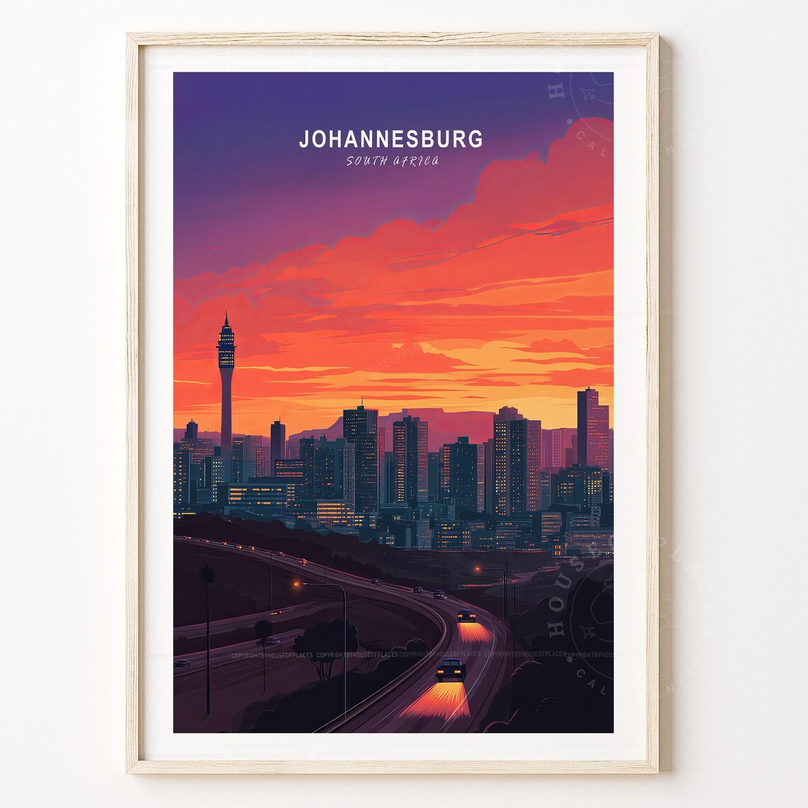 Johannesburg Minimalist Travel Poster, South Africa