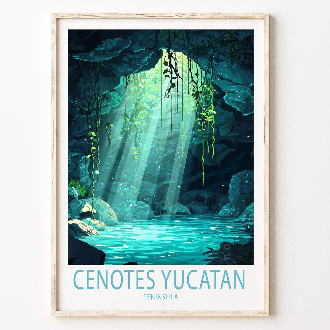 Cenotes Yucatan Peninsula Travel Poster, Personalised