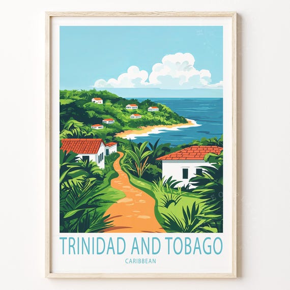 Trinidad And Tobago Travel Print Caribbean Wall Art Poster Personalised Gifts