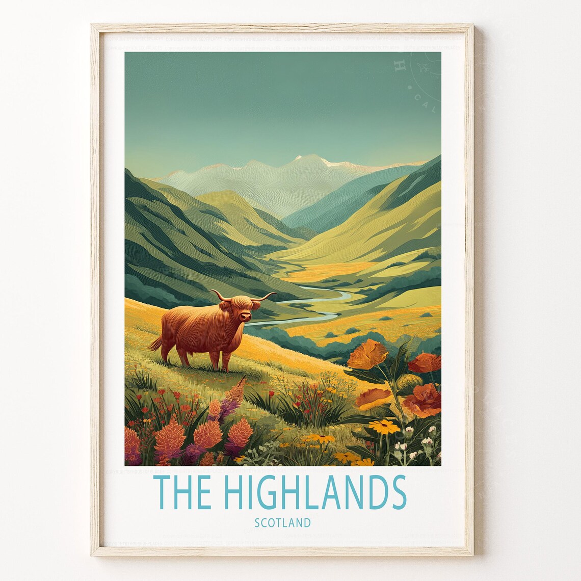 Highlands Scotland Travel Poster, Personalized Gift