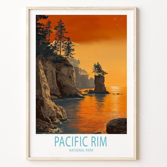 Pacific Rim National Park Sunset Sea Stacks Coastal Travel Poster