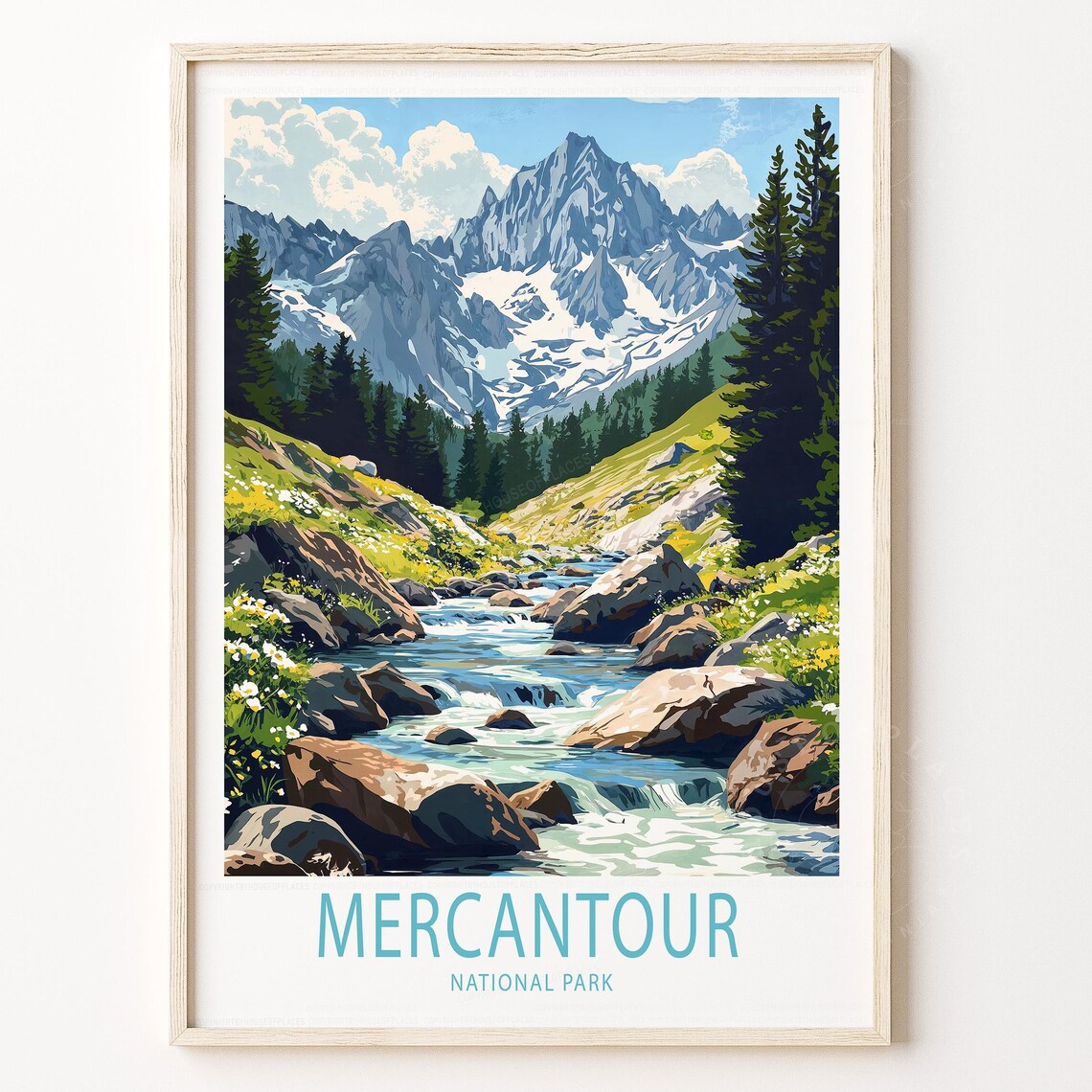 Mercantour National Park Alpine Stream Snowy Peaks French Alps Poster