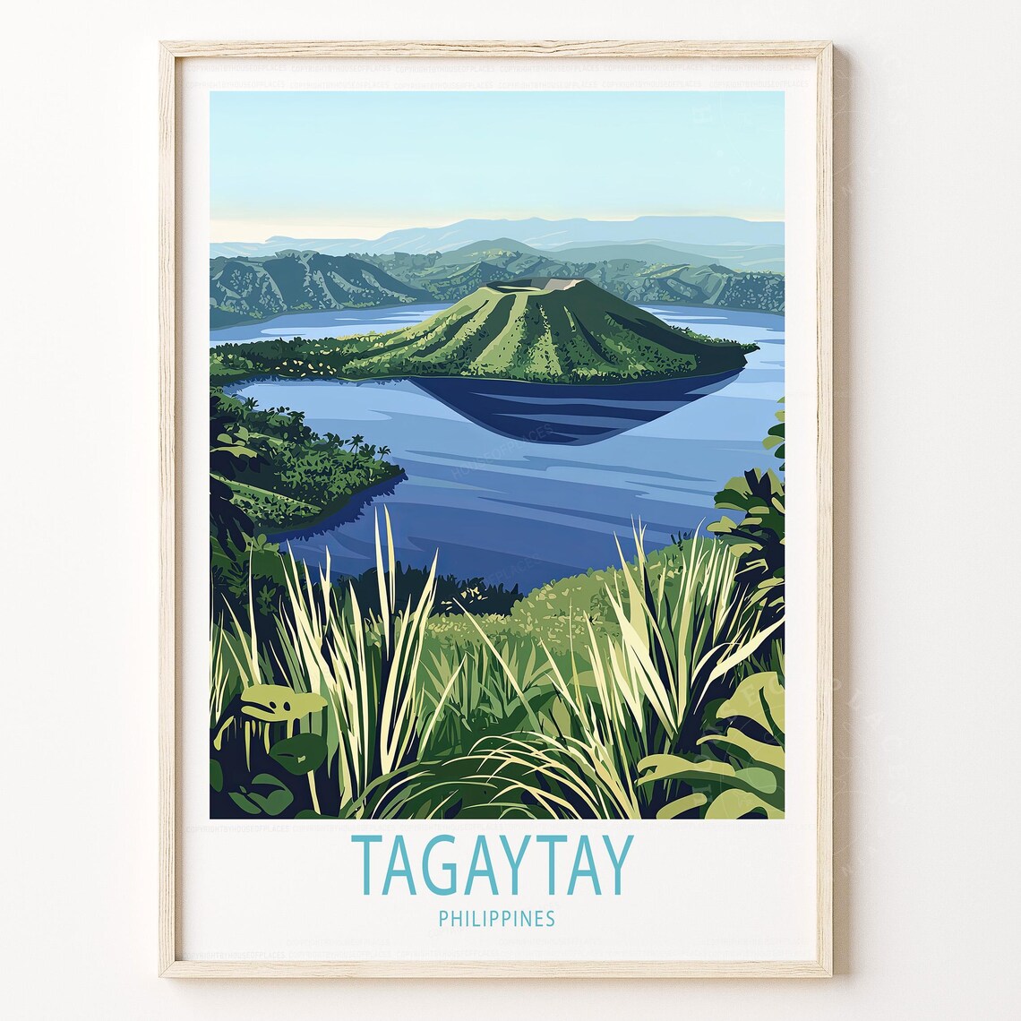 Tagaytay Philippines Taal Volcano Crater Lake View Travel Poster