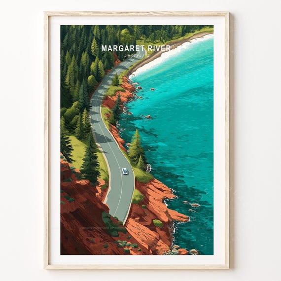 Margaret River Travel Poster Australia Print Wall Art Minimalist