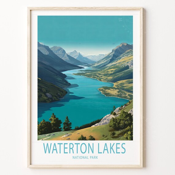 Waterton Lakes National Park Turquoise Lake Mountain View Poster