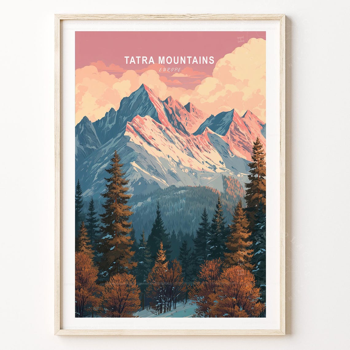 Tatra Mountains Europe Alpine Peaks Pine Forest Travel Poster