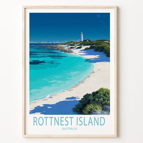 Rottnest Island Australia Travel Poster Wall Art Print Birthday Gifts Personalised