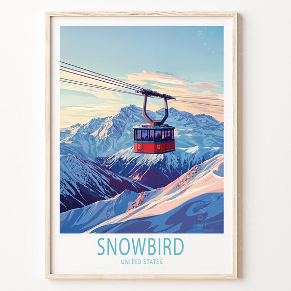 Snowbird United States Ski Resort Gondola Winter Mountain Poster