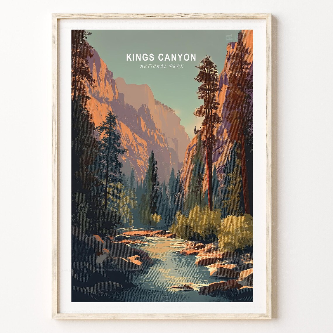 Kings Canyon National Park Pine Canyon River Sunset Pines Poster