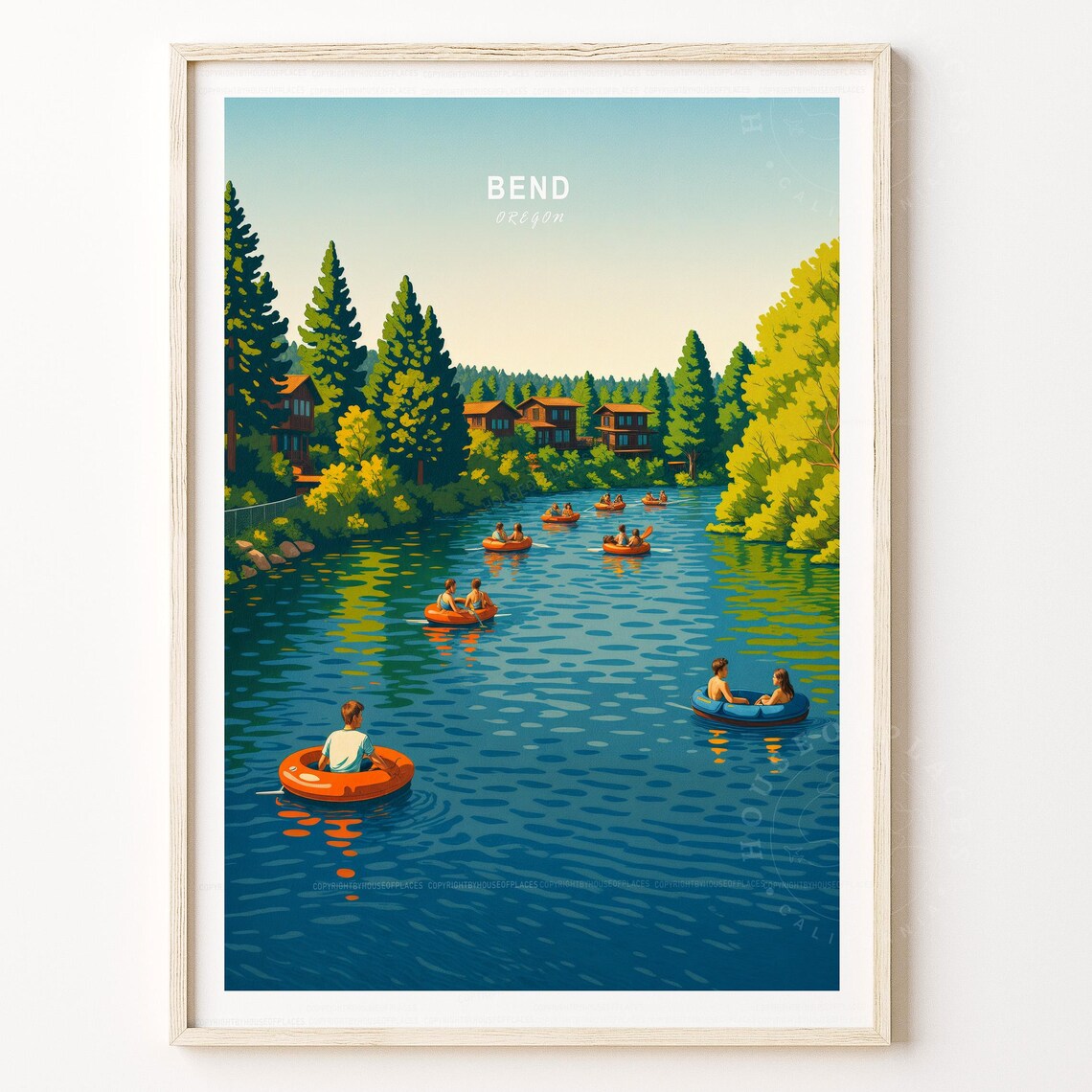Bend Oregon Minimalist Travel Poster, Personalized