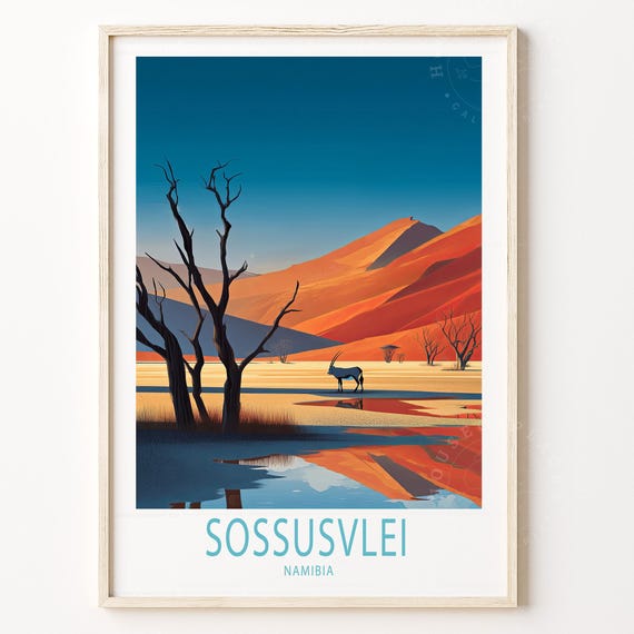 Sossusvlei Namibia Travel Poster Print Wall Art House Warming Gifts Wedding